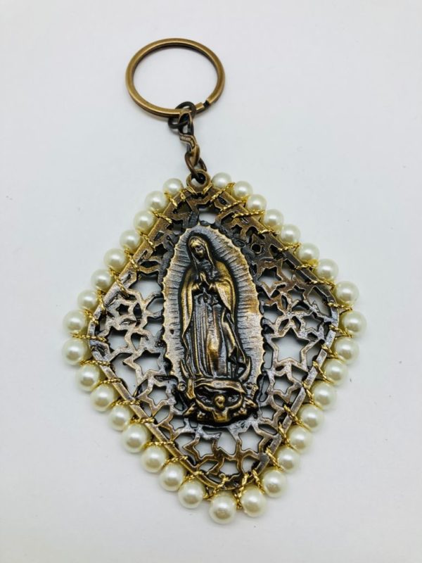 Llavero Virgen de Guadalupe rombo Bordado