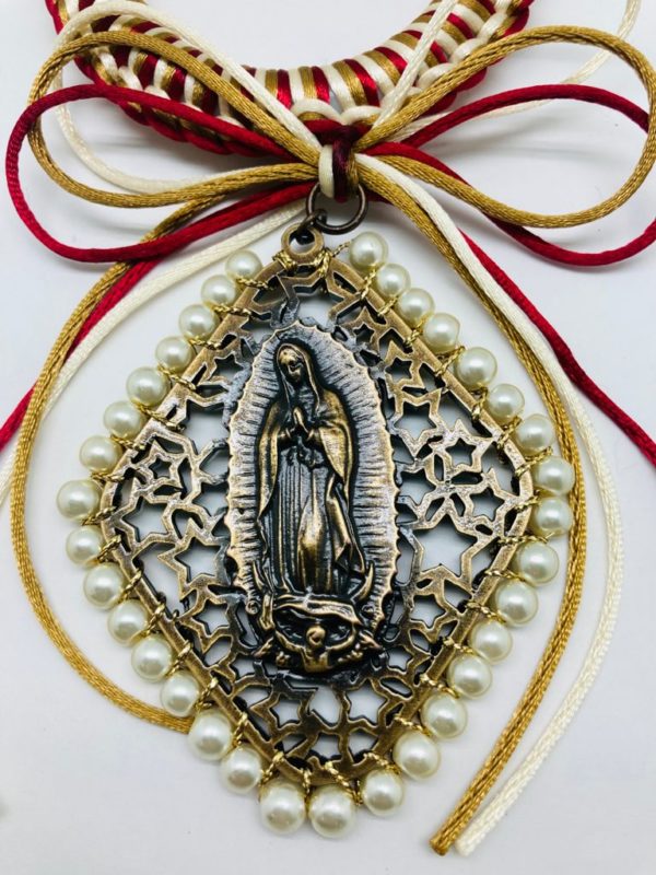 Bendición Aro Virgen de Guadalupe con estrellas bordada - Imagen 2